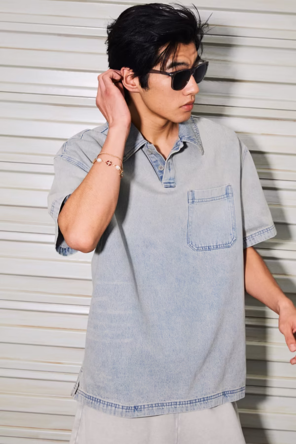 Áo Polo Denim Loose Fit - Hình ảnh 5