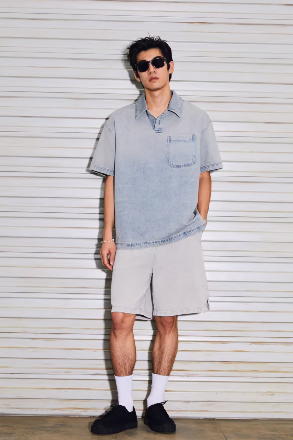 Áo Polo Denim Loose Fit - Hình ảnh 7