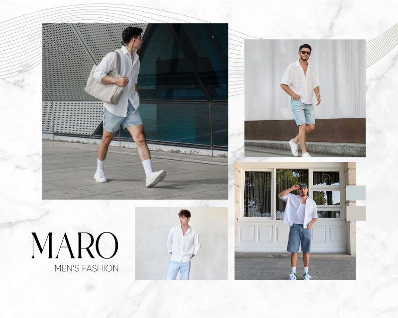 áo sơ mi trắng với quần short phong cách street style
