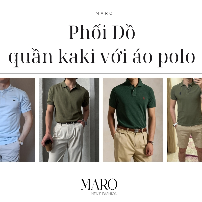 quần kaki phối áo polo