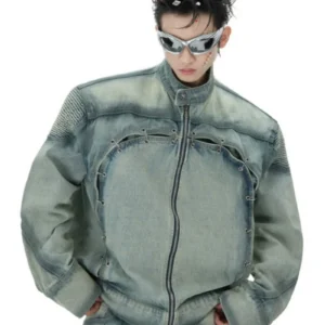 MARO Washed Pierced Denim Jacket