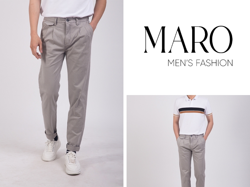 phối áo polo với quần kaki màu xám