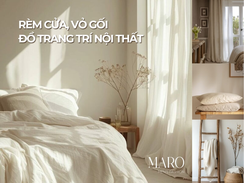 Rèm cửa, vỏ gối và đồ trang trí nội thất vải linen tưng premium