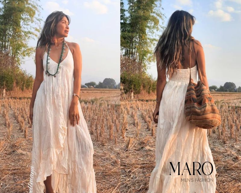 váy maxi phong cách hippie