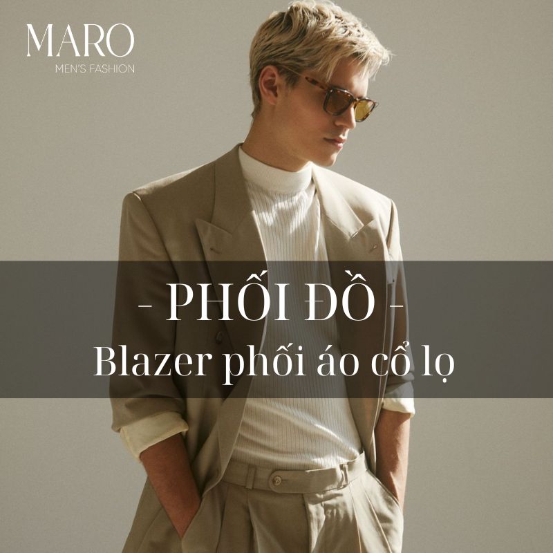 blazer phối áo cổ lọ nam