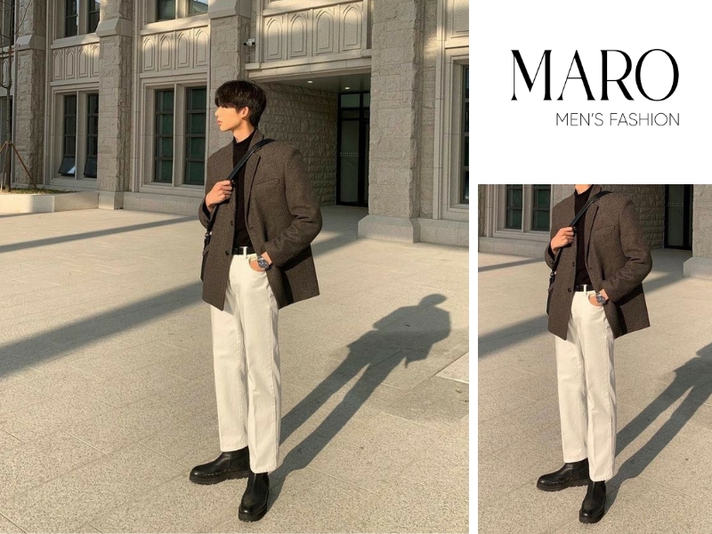 phụ kiện đi kèm blazer phối áo cổ lọ nam