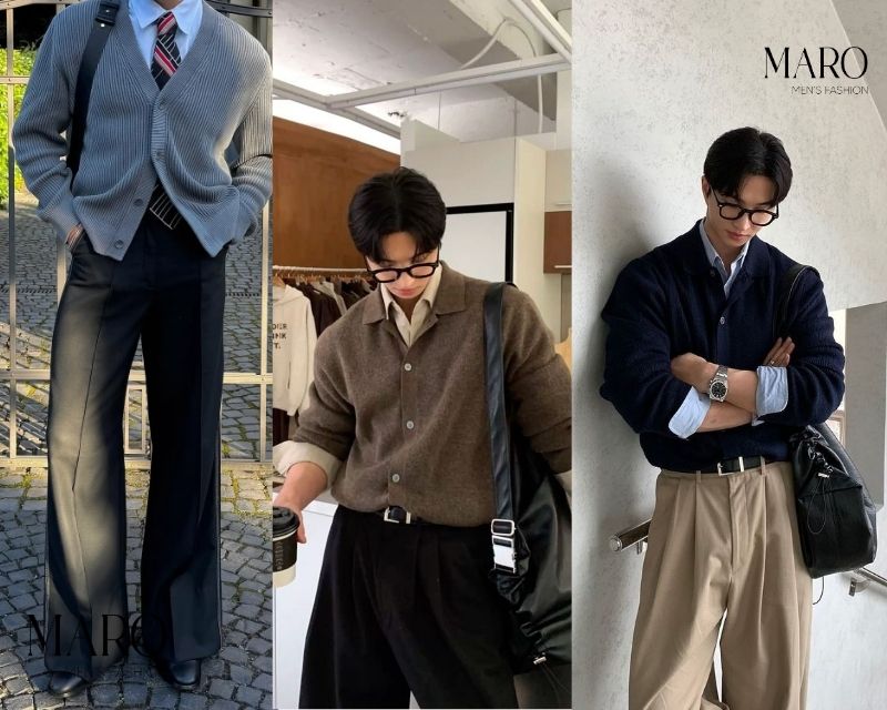 phối đồ với áo cardigan nam phong cách lịch lãm
