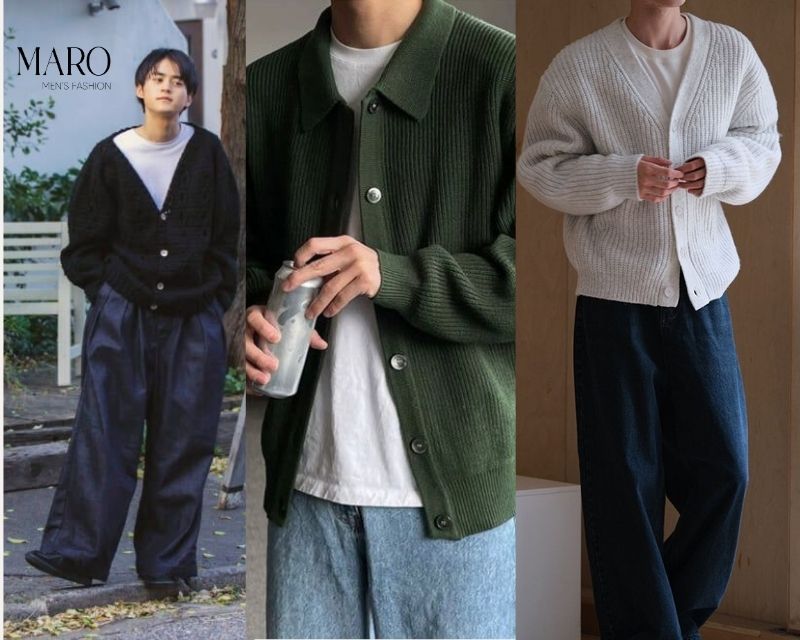 phối đồ với áo cardigan nam phong cách năng động