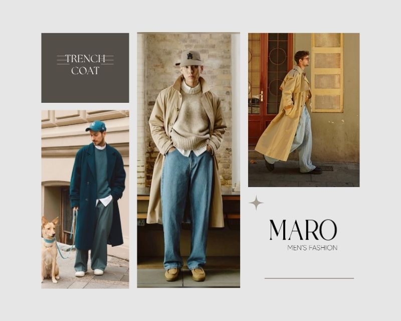 phối đồ với áo măng tô nam và quần baggy