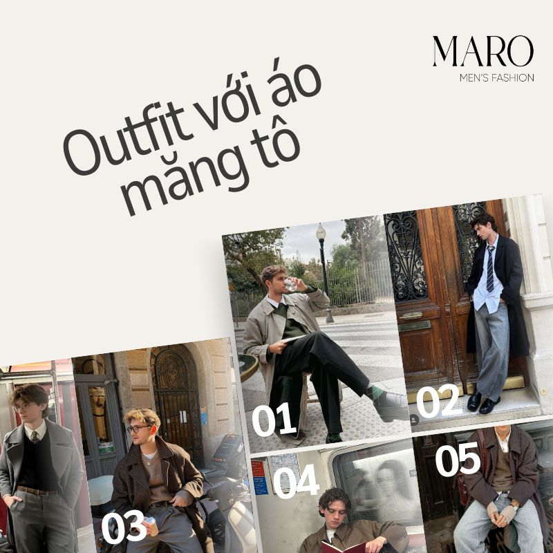 phối đồ với áo măng tô nam