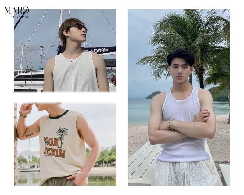 áo tank top nam đi biển