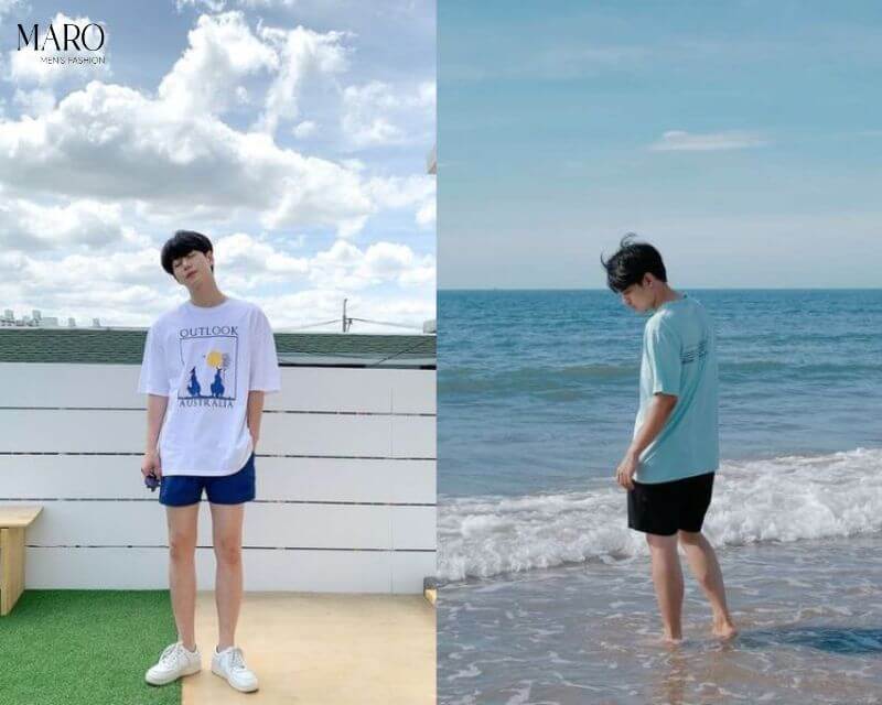 phối đồ đi biển nam phong cách casual