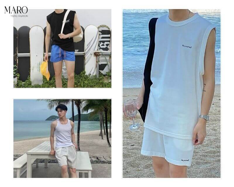 phối đồ đi biển nam phong cách năng động