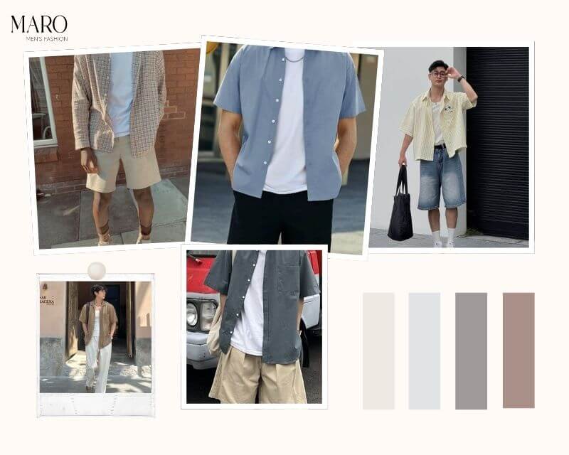 phối đồ đi biển nam phong cách layering thông minh