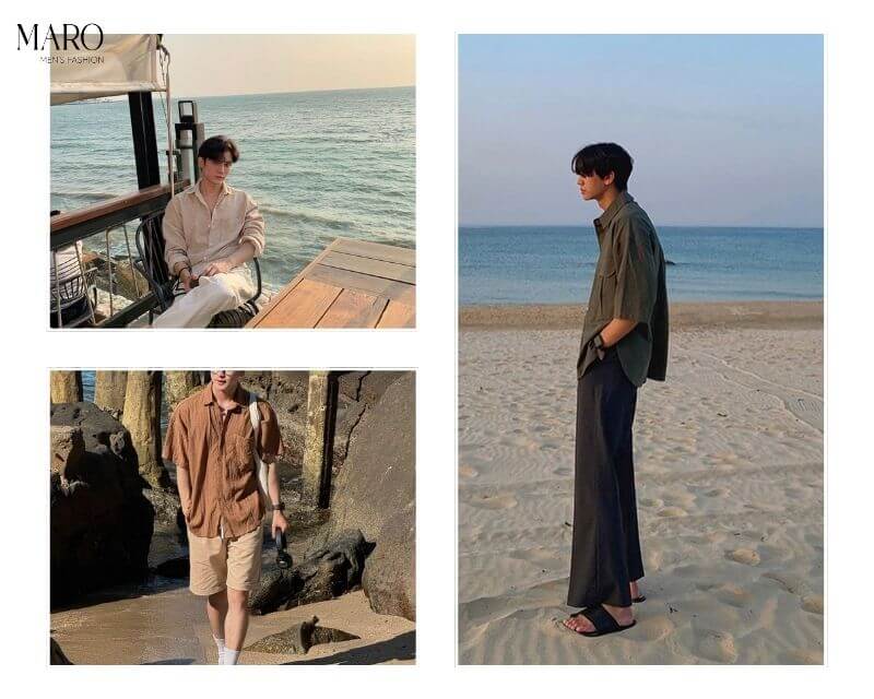 phối đồ đi biển nam tone sur tone