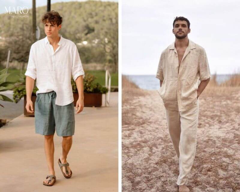quần đũi linen nam đi biển