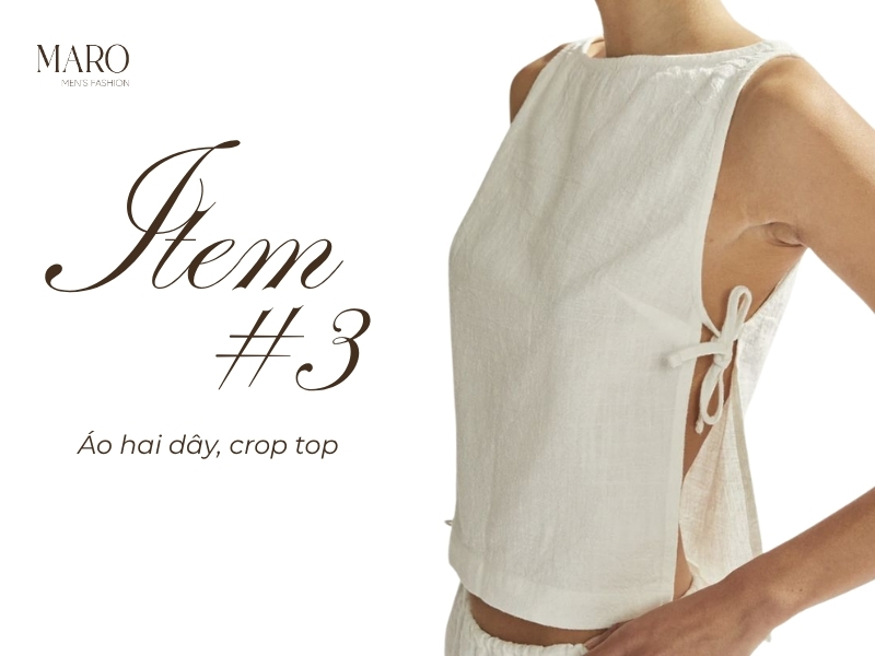 áo hai dây crop top linen lụa
