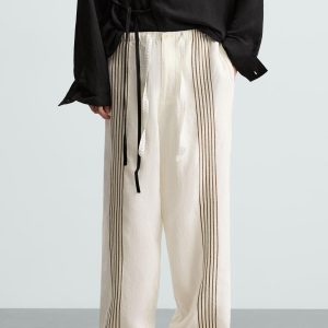 100% Linen Embroidered Trousers MARO