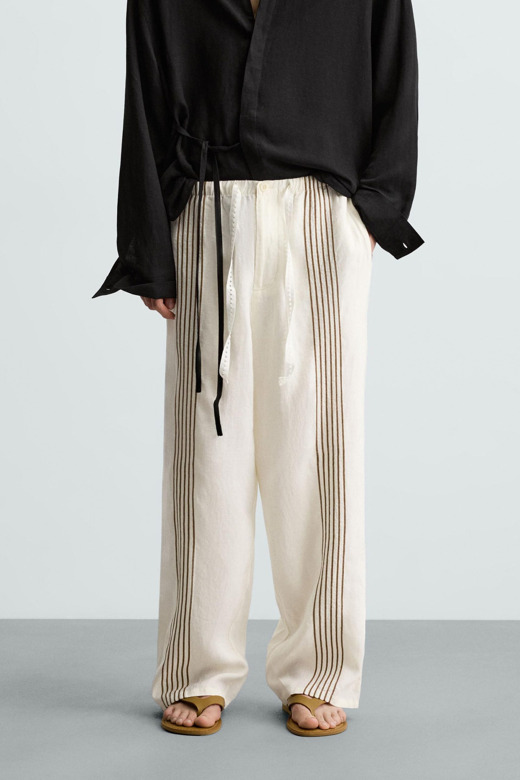 100% Linen Embroidered Trousers MARO