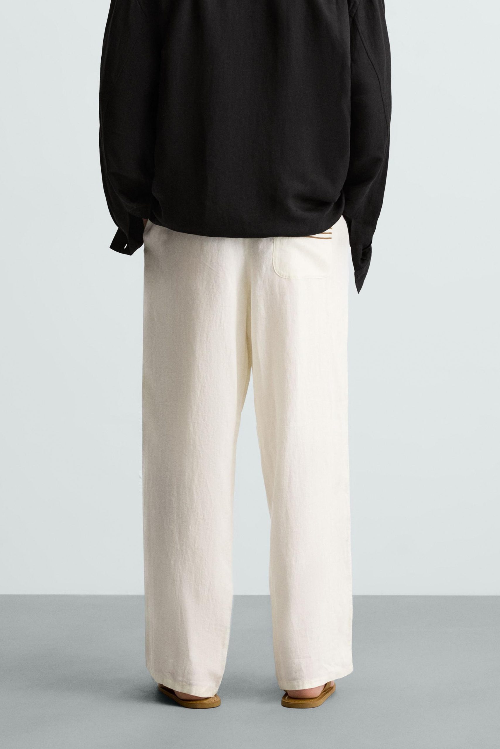100% Linen Embroidered Trousers MARO - Ảnh 7