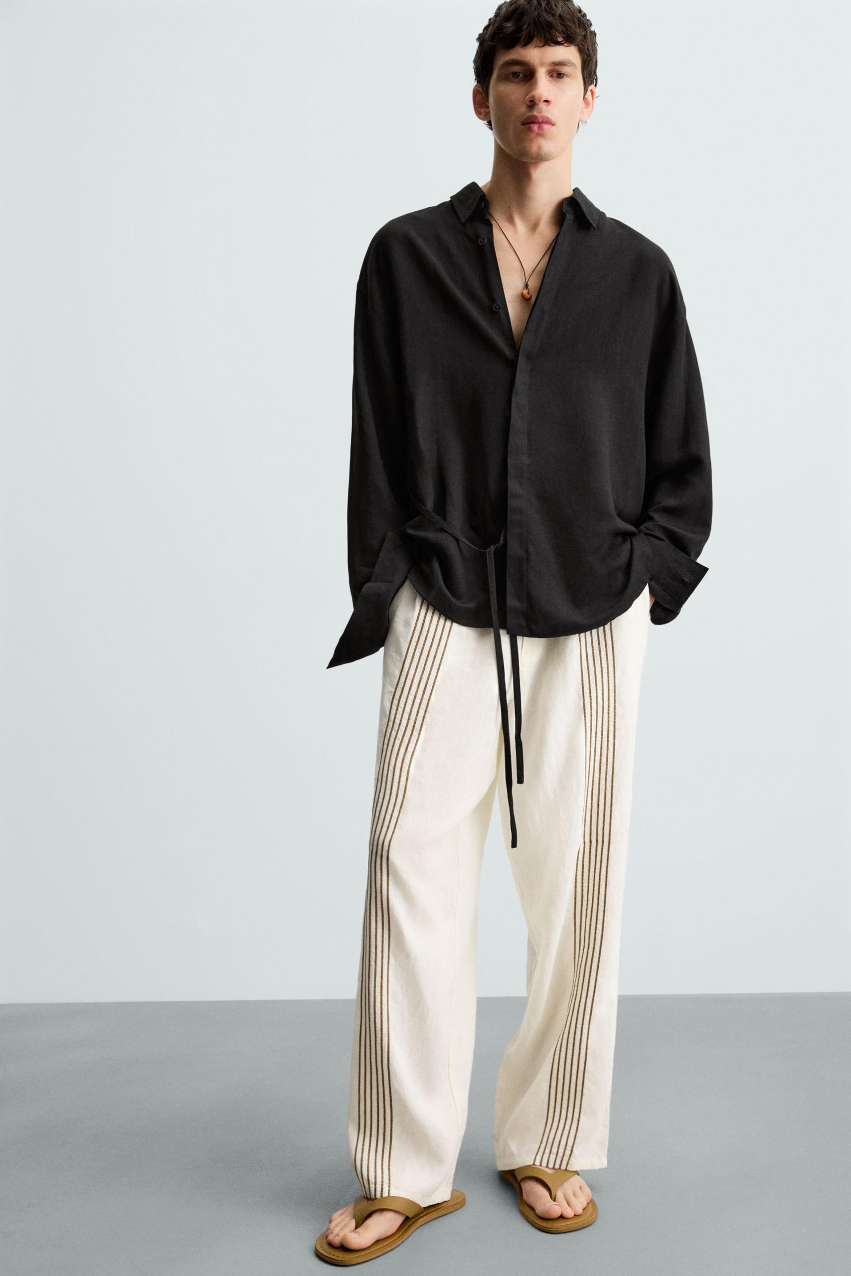 100% Linen Embroidered Trousers MARO - Ảnh 5