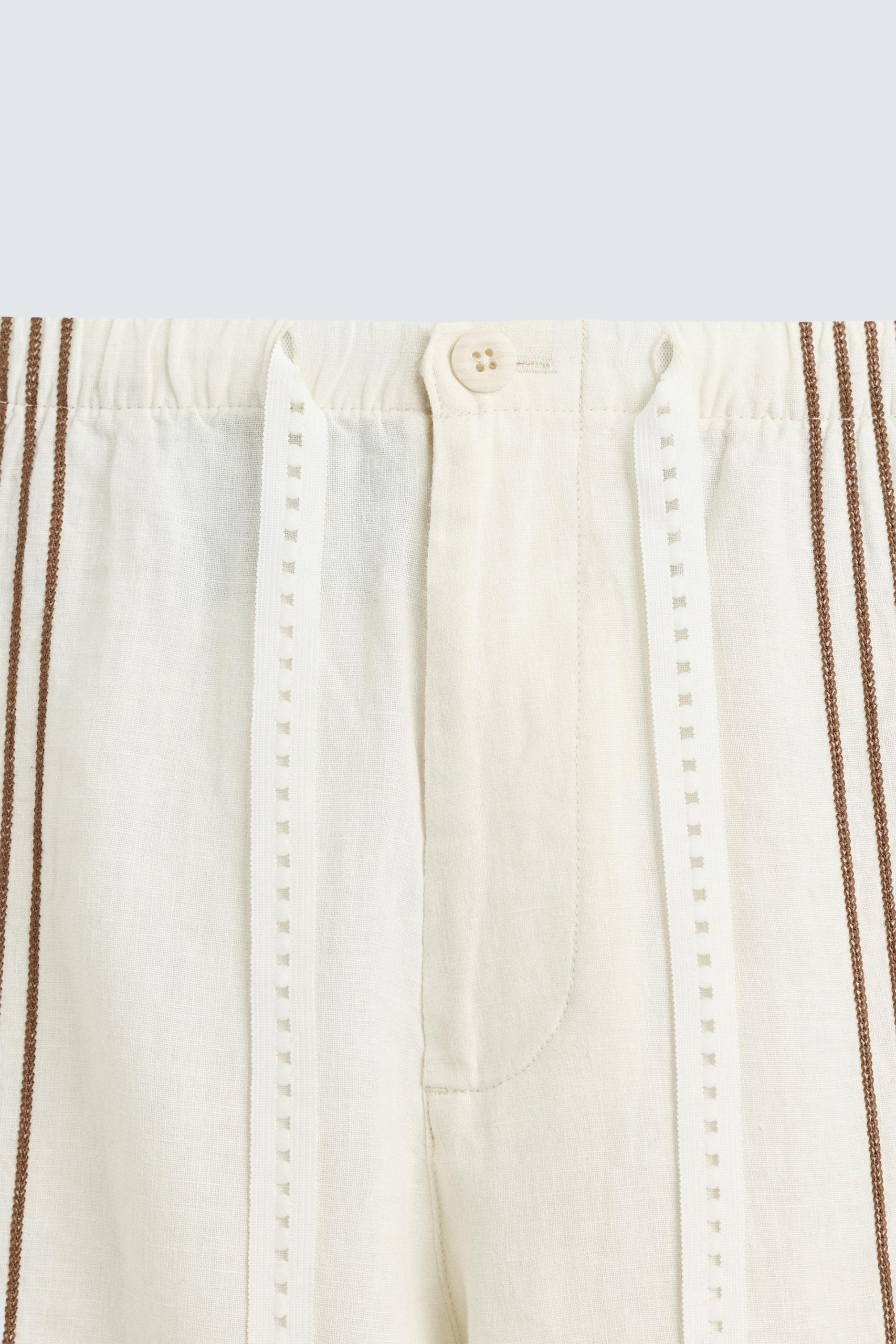 100% Linen Embroidered Trousers MARO - Ảnh 2