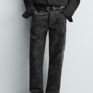 ABSTRACT JACQUARD STRAIGHT-LEG JEANS MARO
