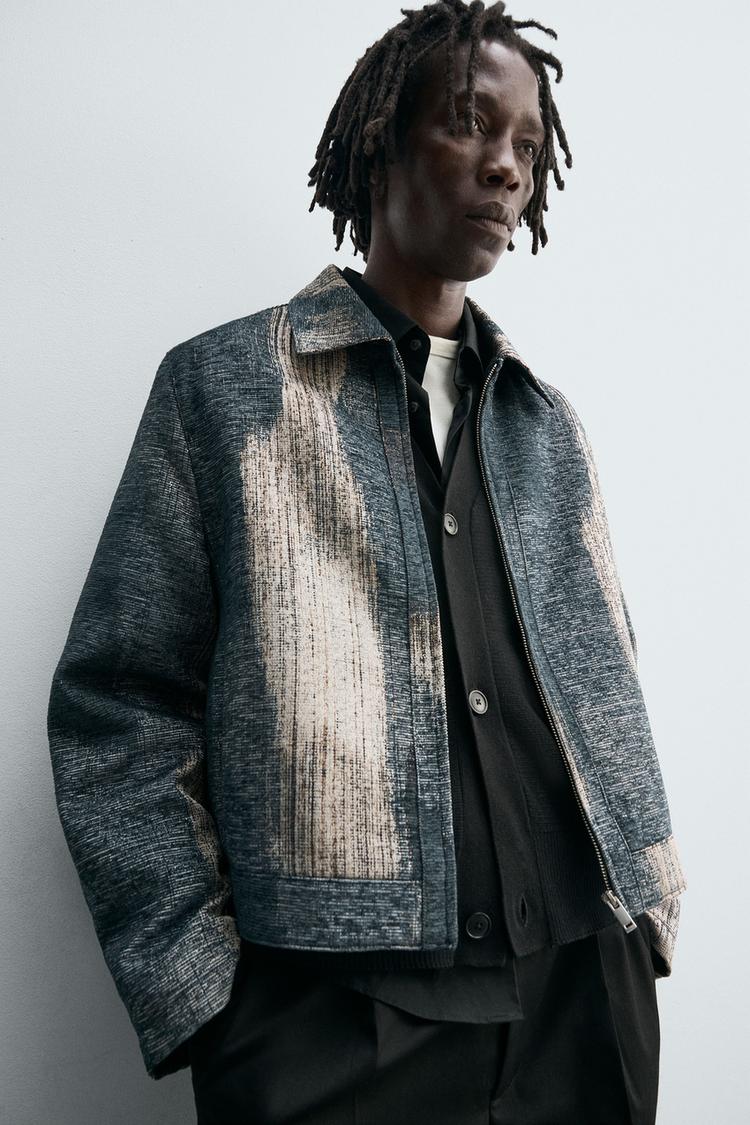Abstract Jacquard Zip Jacket MARO