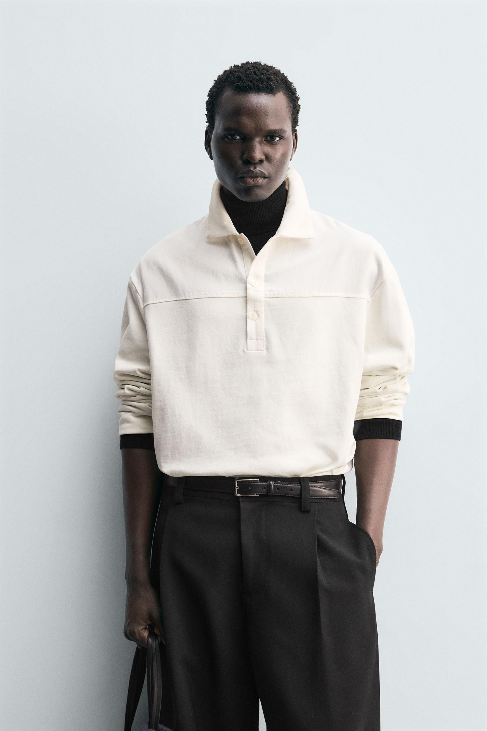 BOXY FIT TEXTURED POLO SHIRT MARO