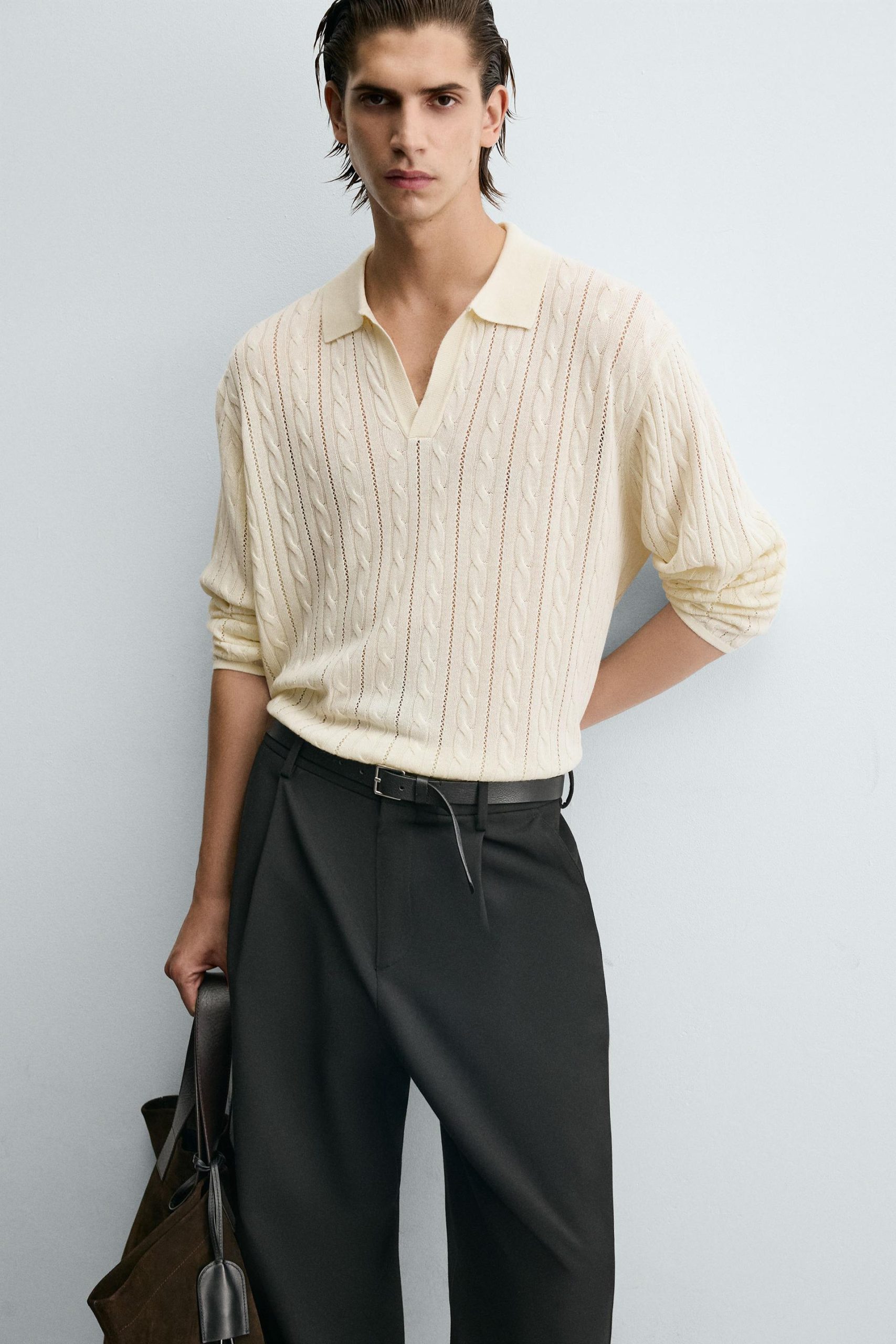 Braided Texture Polo Shirt MARO - Ảnh 6