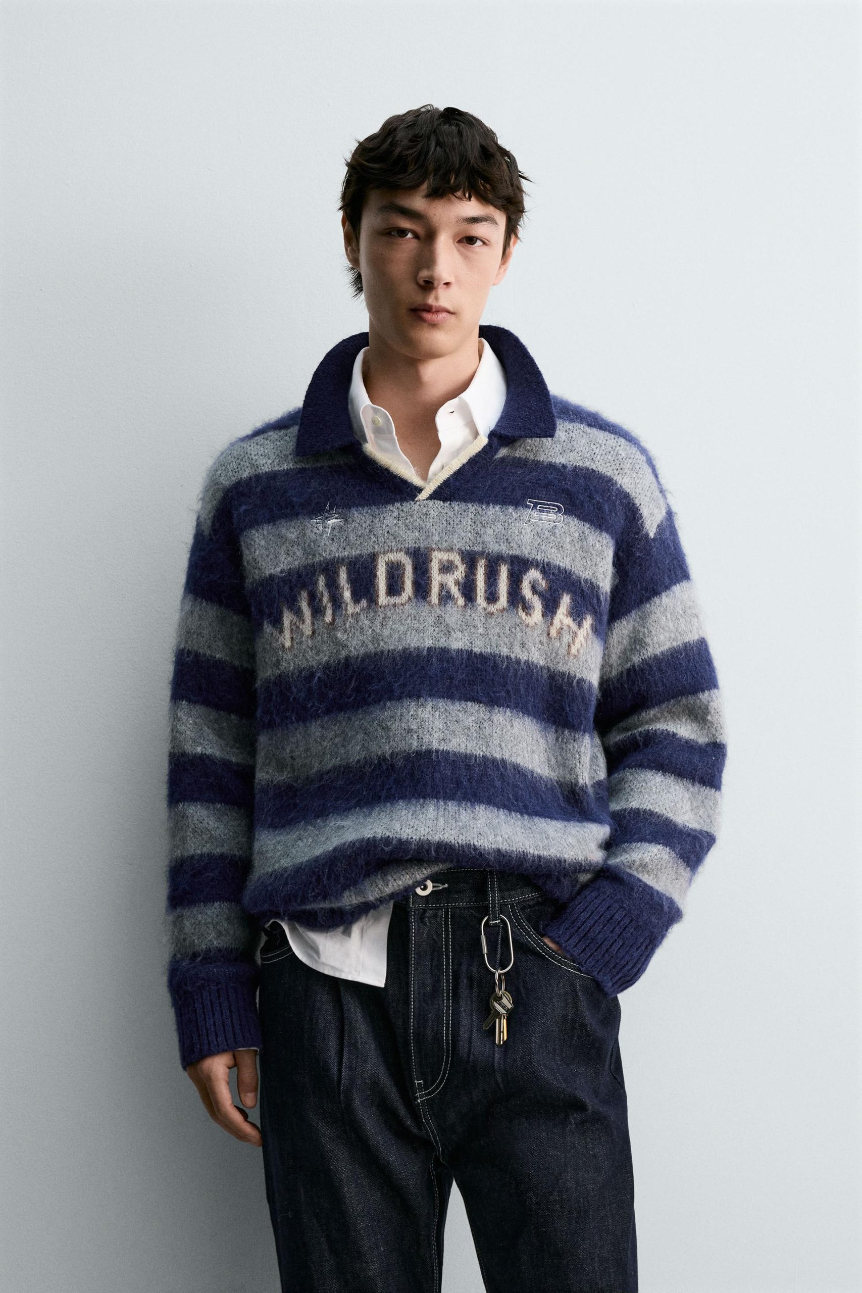 BRUSHED JACQUARD KNIT POLO SHIRT MARO