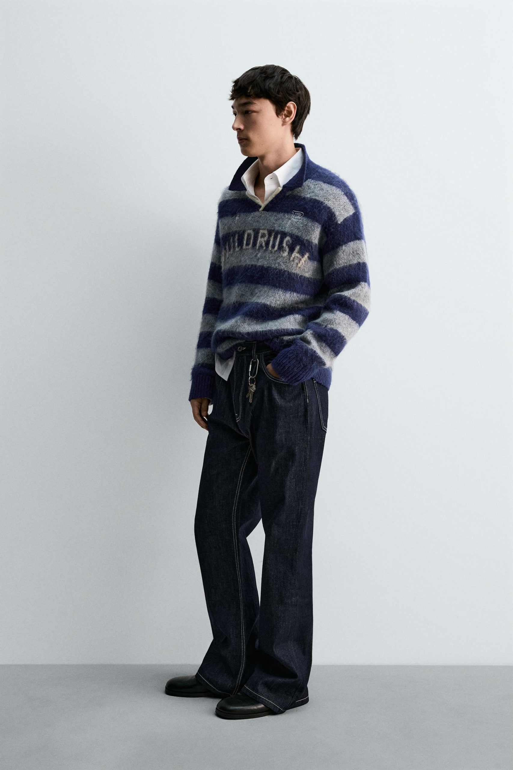 BRUSHED JACQUARD KNIT POLO SHIRT MARO - Ảnh 7