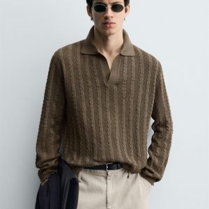 Cable Knit Polo Shirt MARO