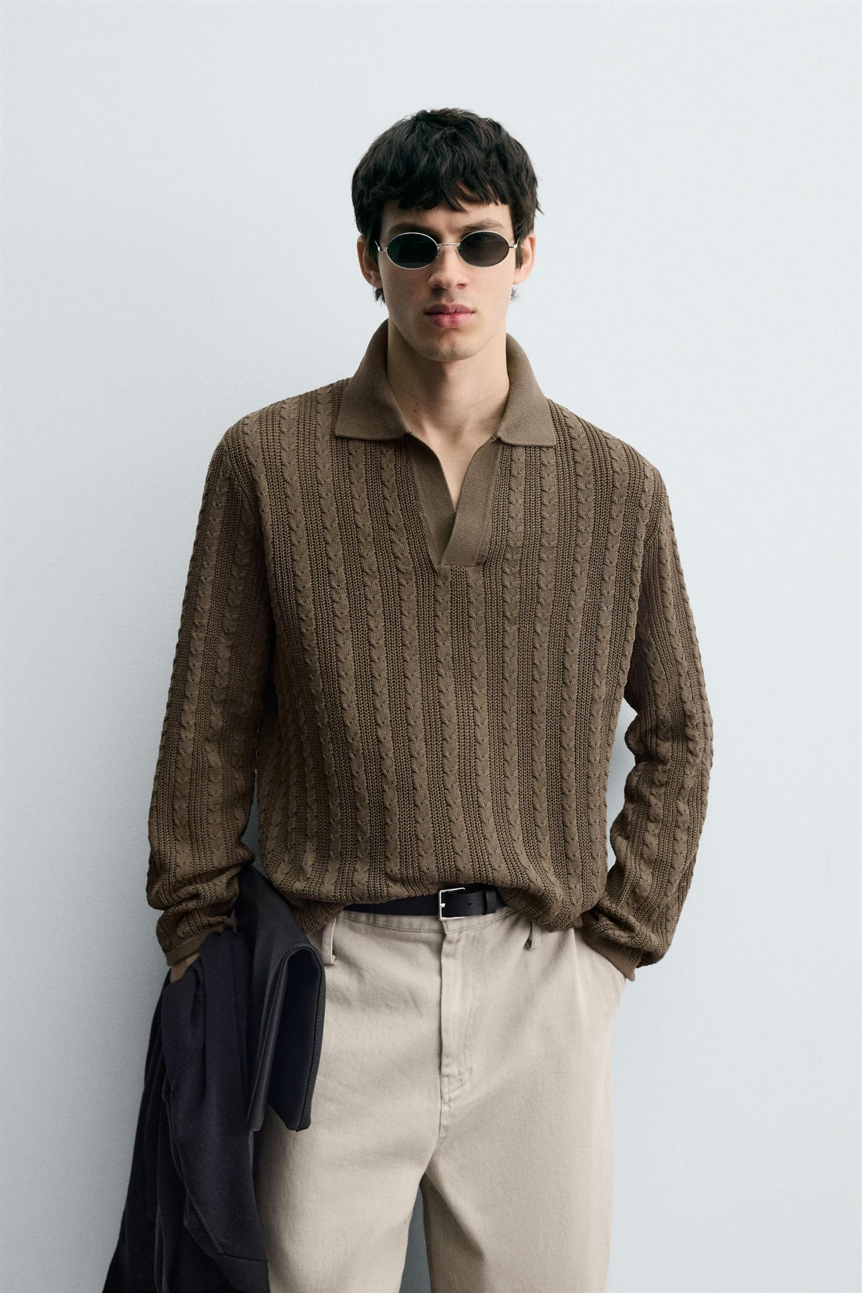 Cable Knit Polo Shirt MARO