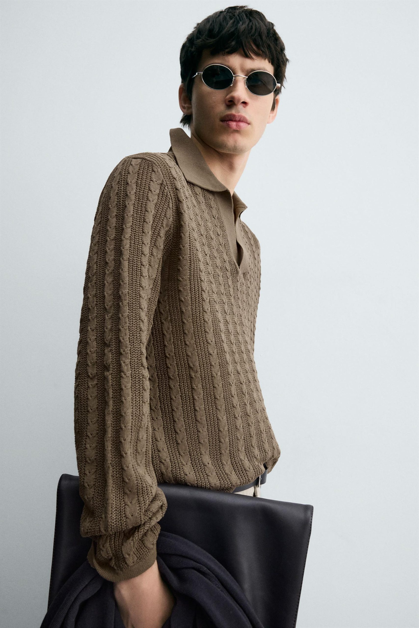 Cable Knit Polo Shirt MARO - Ảnh 7