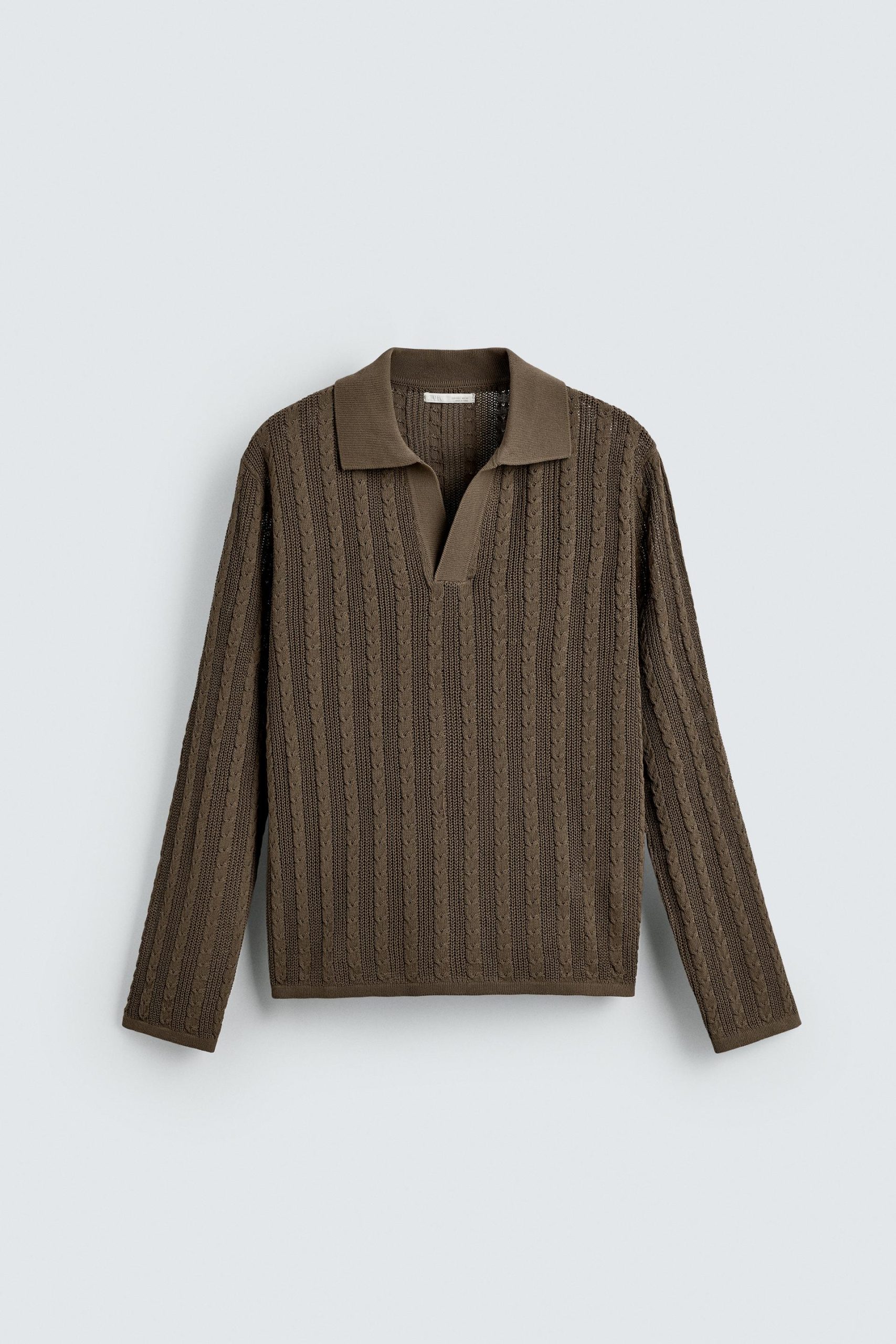 Cable Knit Polo Shirt MARO - Ảnh 8