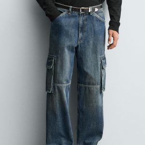 CARGO STRAIGHT-LEG JEANS MARO