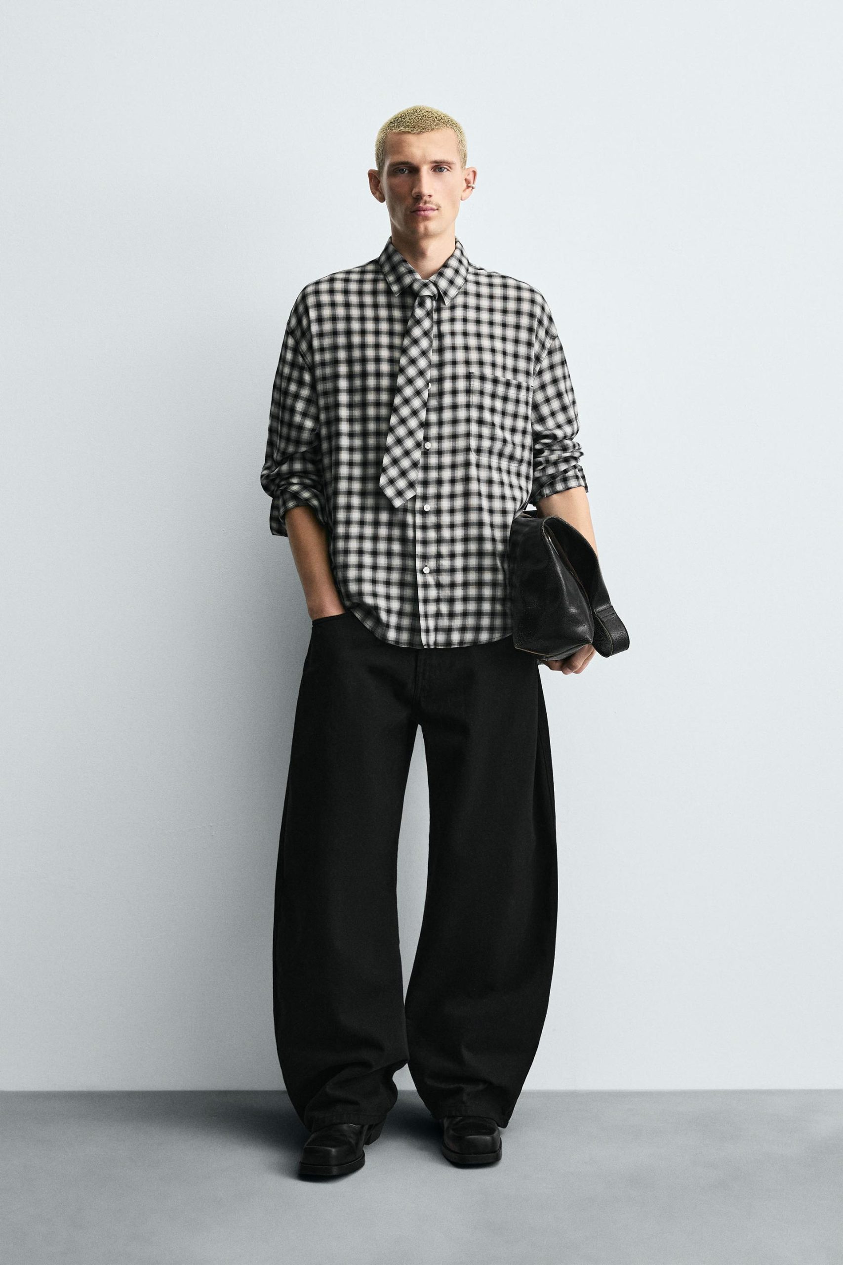 CHECK SHIRT WITH CONTRAST TIE MARO - Ảnh 9