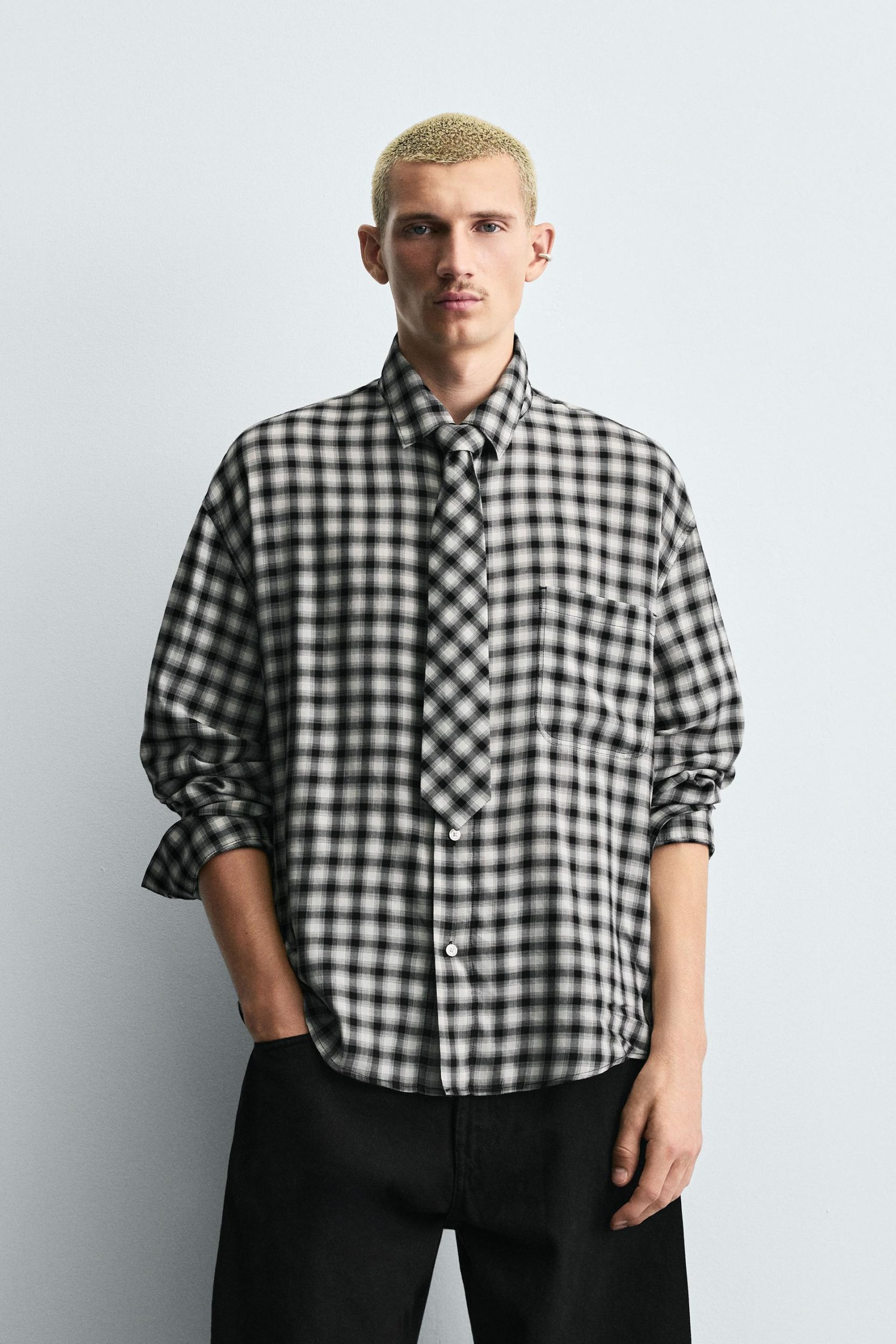 CHECK SHIRT WITH CONTRAST TIE MARO