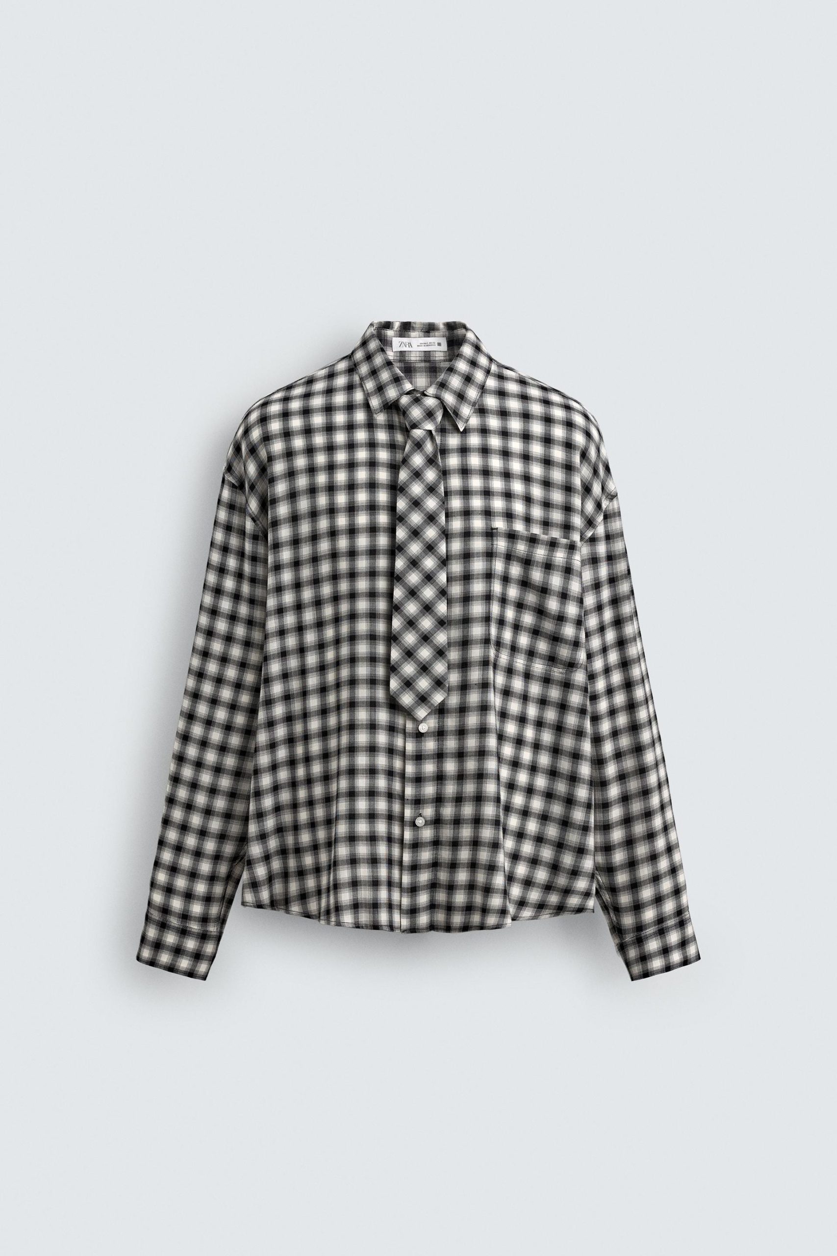 CHECK SHIRT WITH CONTRAST TIE MARO - Ảnh 3