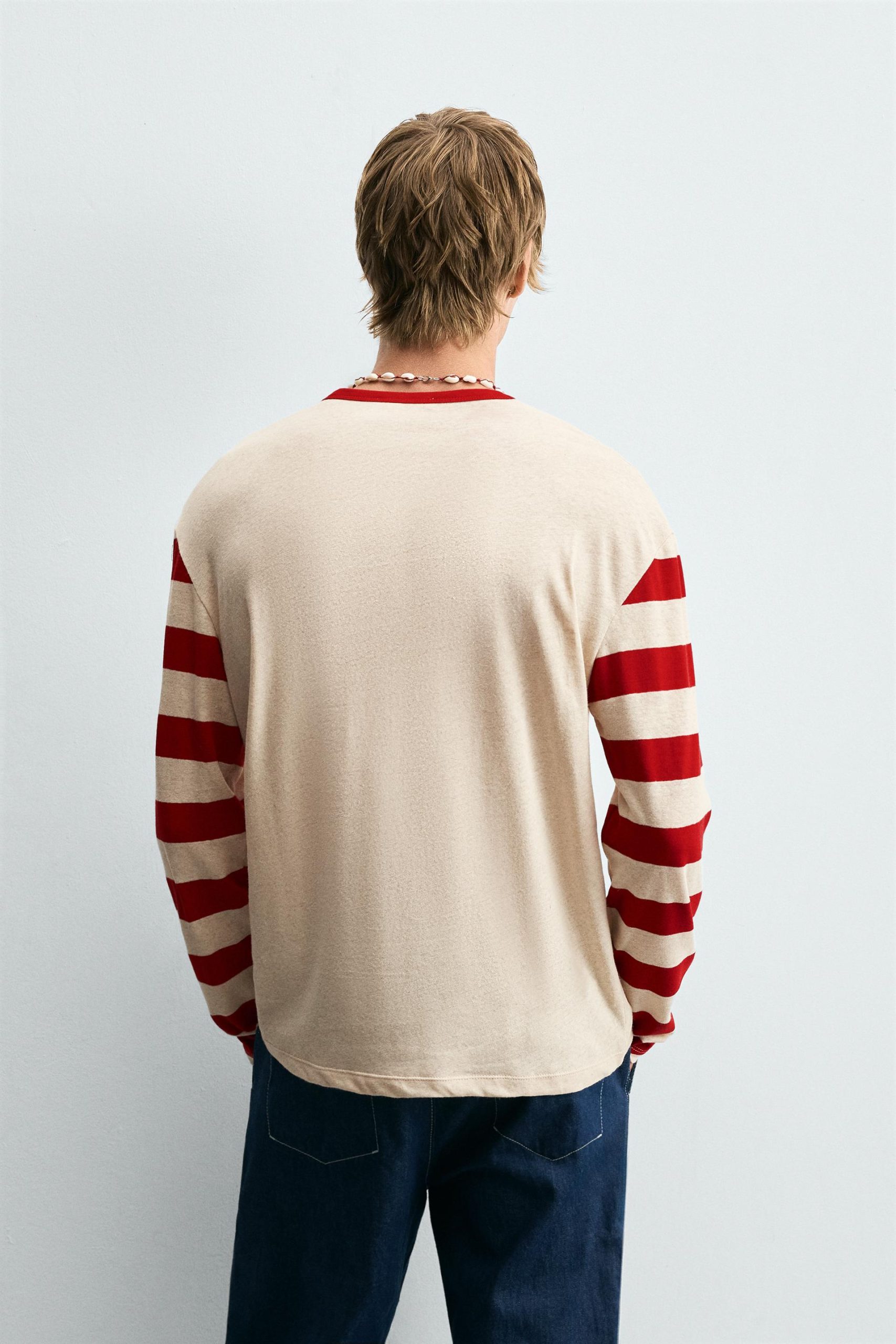 COMBINED STRIPED T-SHIRT MARO - Ảnh 8