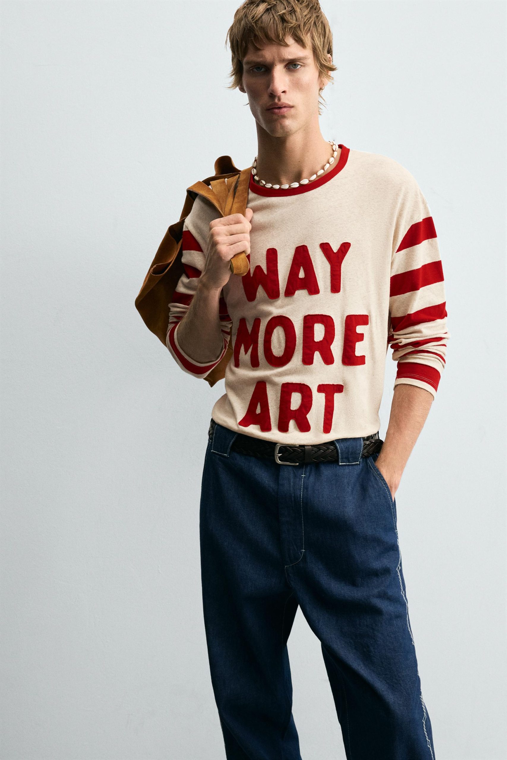 COMBINED STRIPED T-SHIRT MARO - Ảnh 5