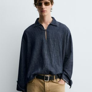 COTTON LINEN DENIM SHIRT MARO