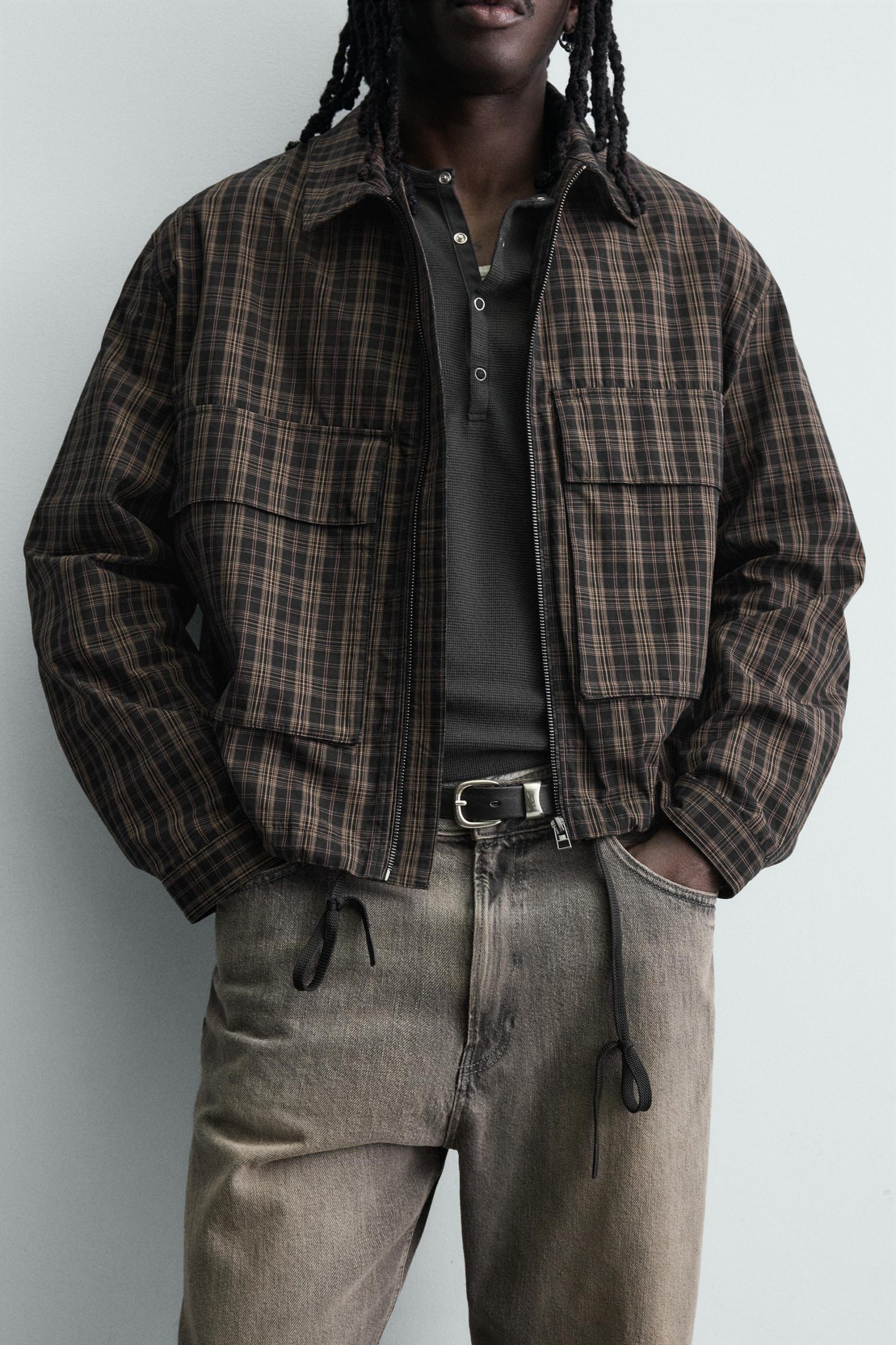 Cropped Fit Check Jacket MARO - Ảnh 4