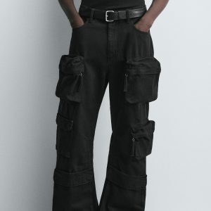 DENIM CARGO TROUSERS WITH POCKETS MARO
