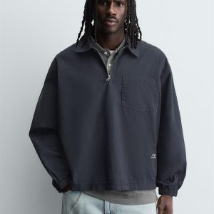 DENIM ZIP-UP POLO SHIRT MARO