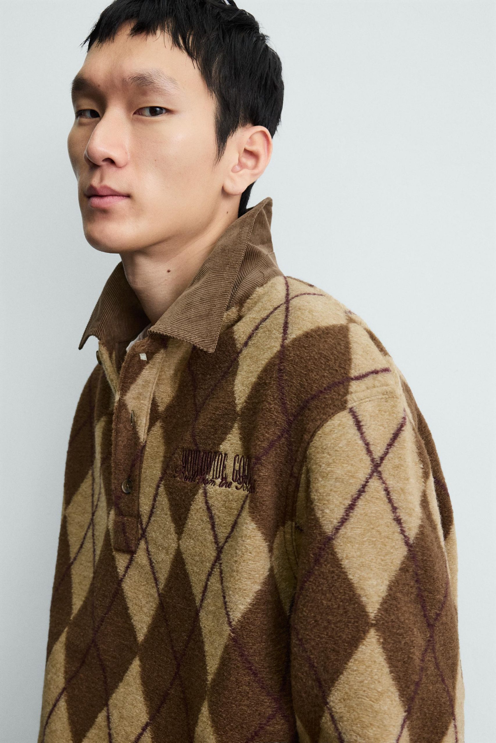 DIAMOND JACQUARD TEXTURED POLO SHIRT MARO - Ảnh 4