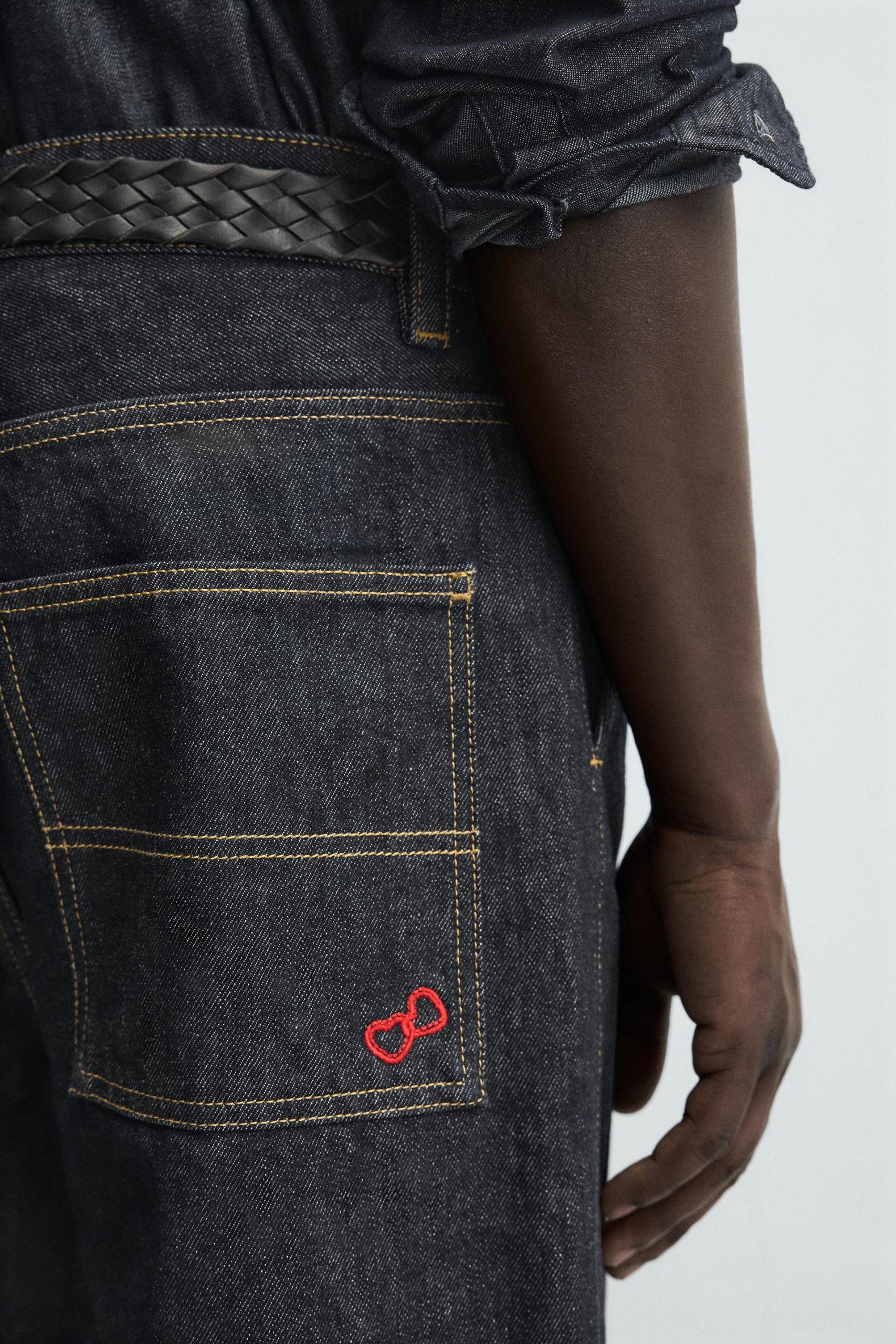 Embroidered Heart Denim Chino Trousers MARO - Ảnh 4