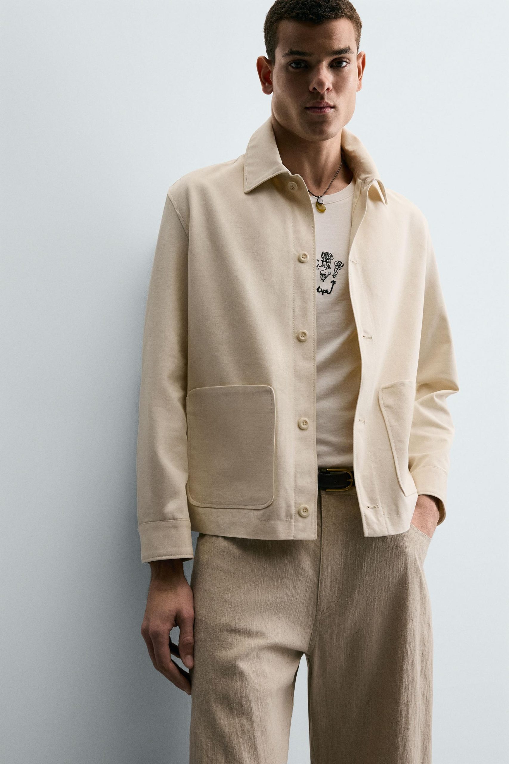 FILIPE JARDIM X ZARA CONTRAST PATCH OVERSHIRT MARO