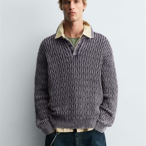 GEOMETRIC JACQUARD KNIT POLO SHIRT MARO